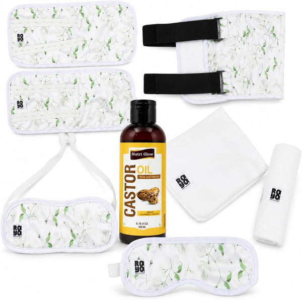 Nutri Glow Castor Oil 7-Piece Self-Care Kit
