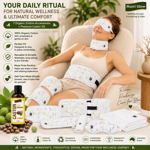 Nutri Glow Castor Oil 7-Piece Self-Care Kit