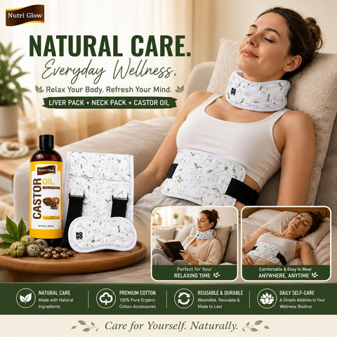 Nutri Glow Castor Oil 500ml with Liver Pack and Neck Pack