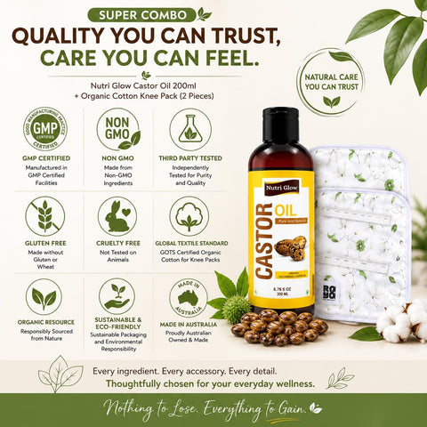 Nutri Glow Castor Oil with Organic Cotton Knee Pack
