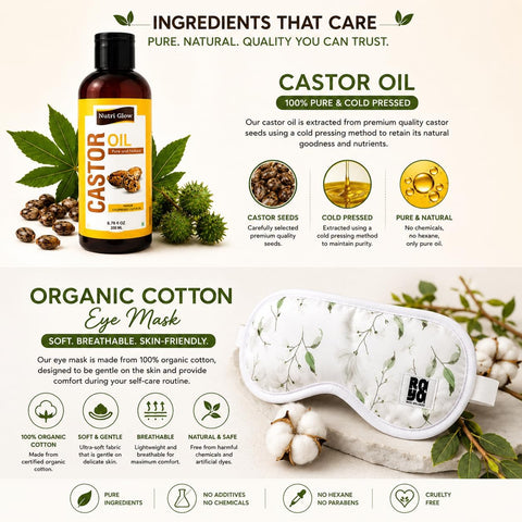 Nutri Glow Castor Oil with Organic Cotton Eye Mask
