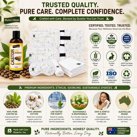 Nutri Glow Castor Oil 7-Piece Self-Care Kit