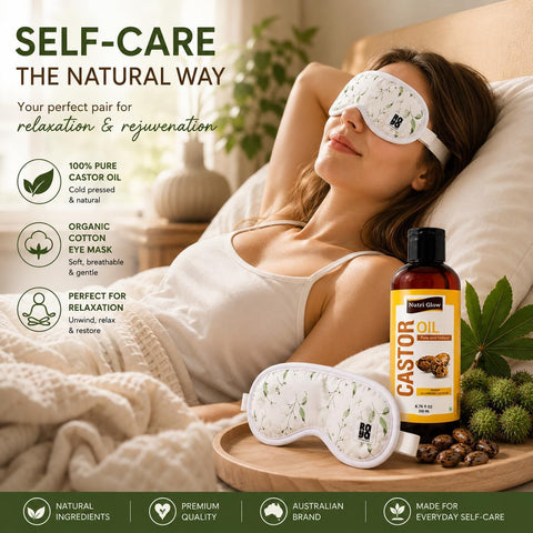 Nutri Glow Castor Oil with Organic Cotton Eye Mask