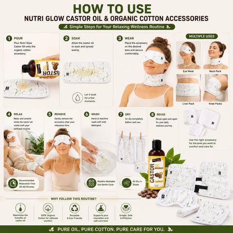 Nutri Glow Castor Oil 7-Piece Self-Care Kit