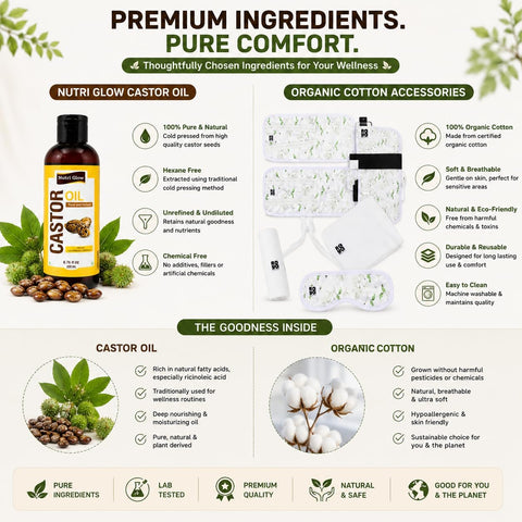 Nutri Glow Castor Oil 7-Piece Self-Care Kit