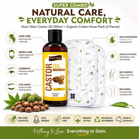 Nutri Glow Castor Oil with Organic Cotton Knee Pack