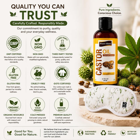 Nutri Glow Castor Oil with Organic Cotton Eye Mask