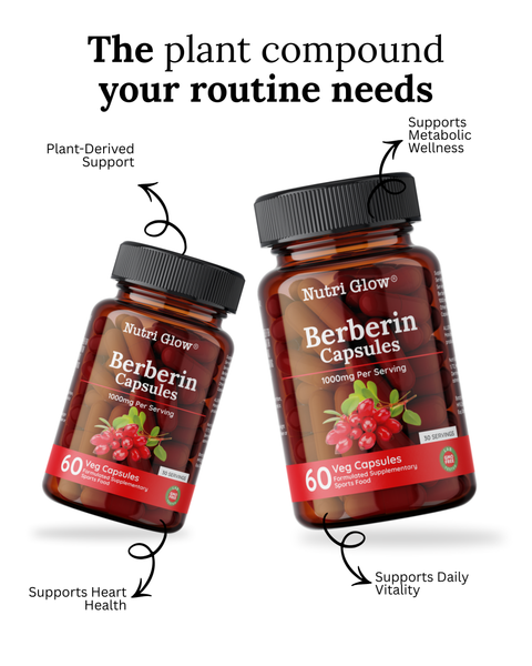 Nutri Glow Berberine Extract 1000mg – Berberis Aristata – 60 Vegan Capsules
