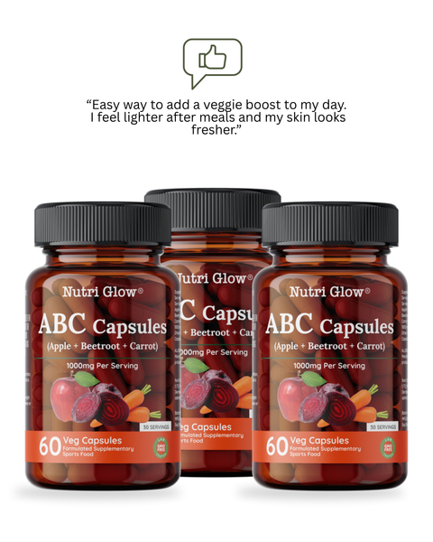 Nutri Glow ABC Blend 1000mg – Apple, Beetroot & Carrot Powder Capsules – 60 Vegan Capsules