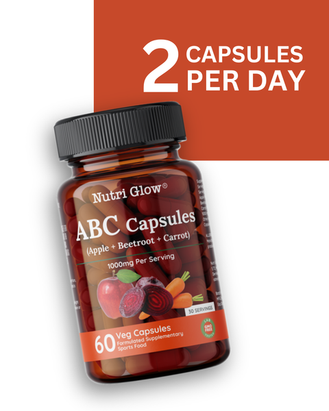 Nutri Glow ABC Blend 1000mg – Apple, Beetroot & Carrot Powder Capsules – 60 Vegan Capsules
