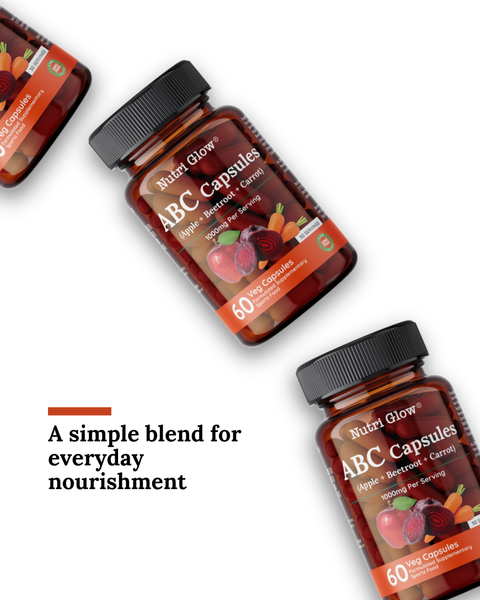 Nutri Glow ABC Blend 1000mg – Apple, Beetroot & Carrot Powder Capsules – 60 Vegan Capsules
