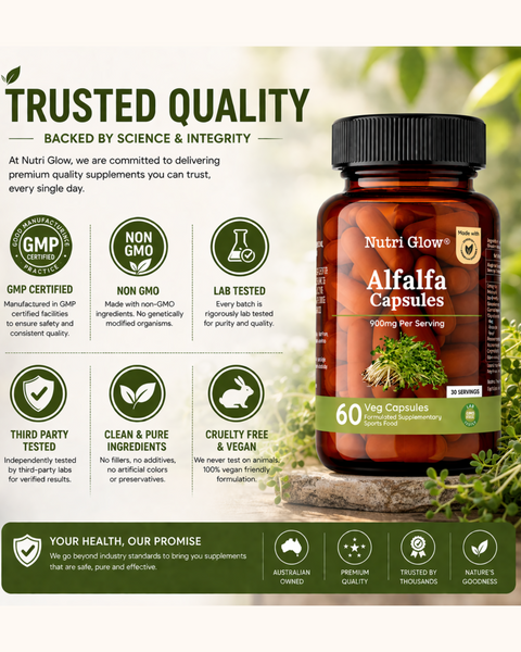 Nutri Glow Alfalfa, Wheat Grass & Barley Grass Capsules - Ultimate Green Capsules Combo