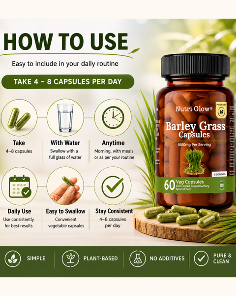 Nutri Glow Alfalfa, Wheat Grass & Barley Grass Capsules - Ultimate Green Capsules Combo