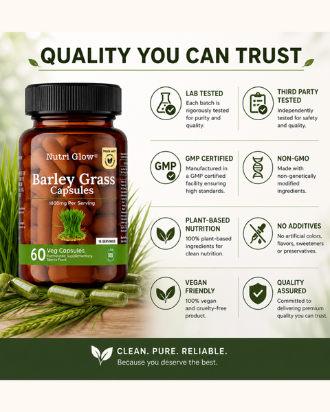 Nutri Glow Alfalfa, Wheat Grass & Barley Grass Capsules - Ultimate Green Capsules Combo