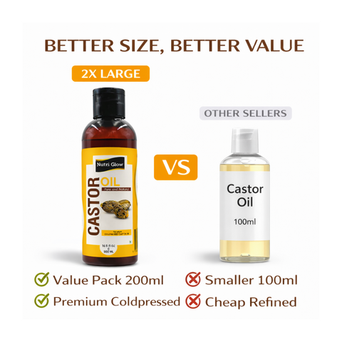 Organic Castor Oil for Thicker Hair and Healthier Skin - 200ml & 500ml