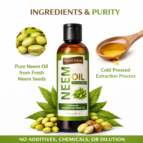 Organic Neem Oil for Acne-Prone Skin and Scalp Health - 200ml