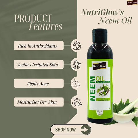 Organic Neem Oil for Acne-Prone Skin and Scalp Health - 200ml