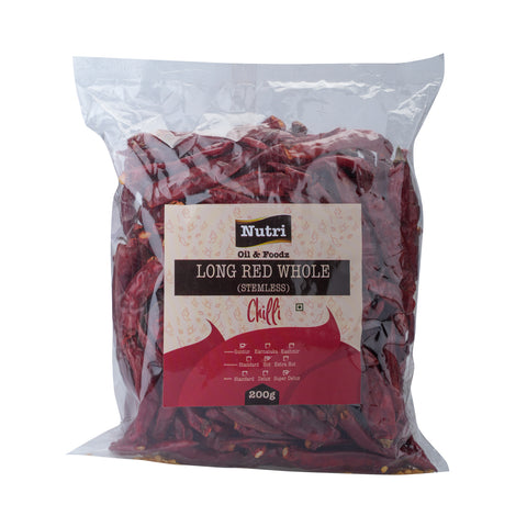 Fiery & Spicy Long Red Whole Stemless Chilli ( 200g & 500g )