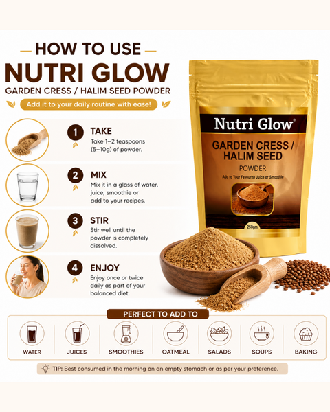 Nutri Glow Garden Cress (Halim Seed) Powder – 250g