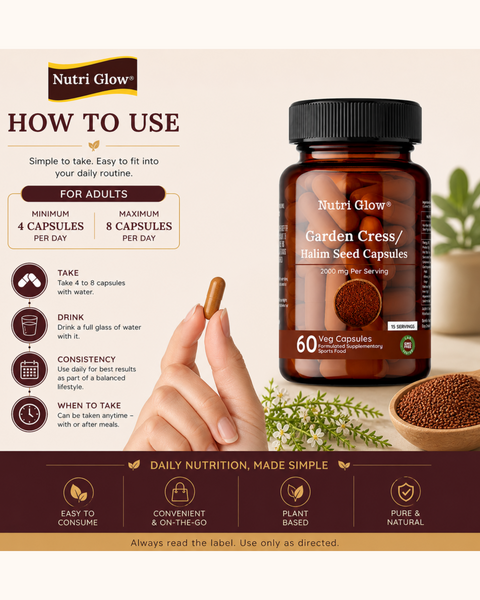 Nutri Glow Garden Cress / Halim Seed Capsules - 60 Capsules