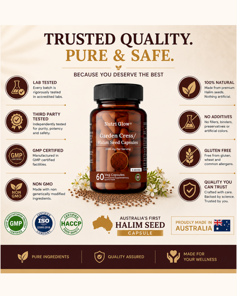 Nutri Glow Garden Cress / Halim Seed Capsules - 60 Capsules