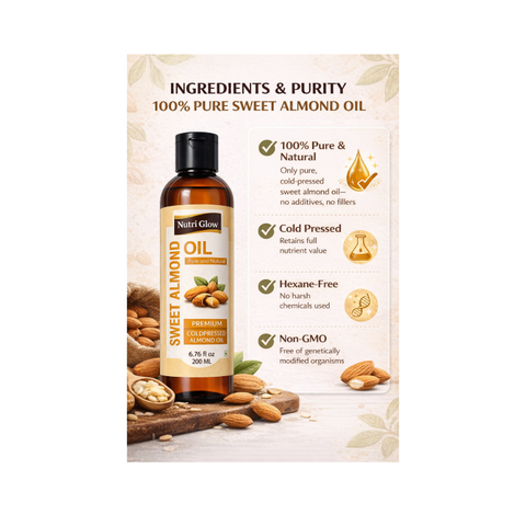 Organic Sweet Almond Oil for Soft Skin and Strong Hair - 200ml