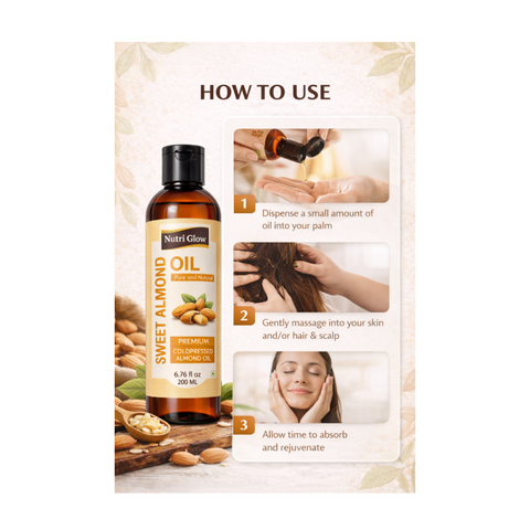 Organic Sweet Almond Oil for Soft Skin and Strong Hair - 200ml