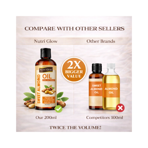 Organic Sweet Almond Oil for Soft Skin and Strong Hair - 200ml