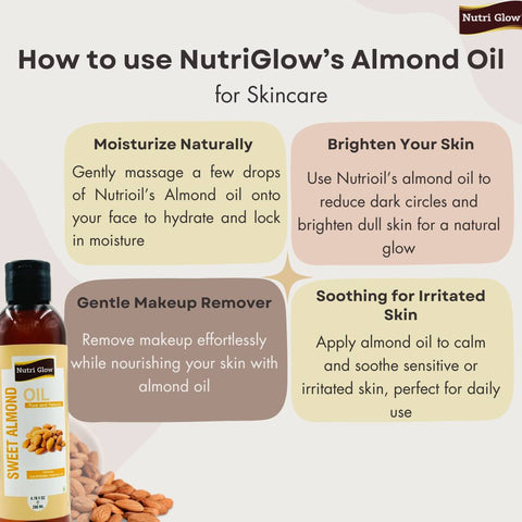 Organic Sweet Almond Oil for Soft Skin and Strong Hair - 200ml