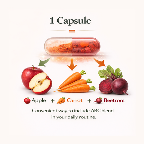 Nutri Glow ABC Blend 1000mg – Apple, Beetroot & Carrot Powder Capsules – 60 Vegan Capsules