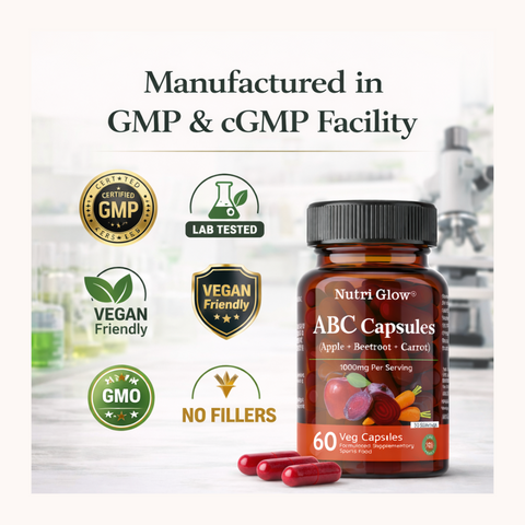 Nutri Glow ABC Blend 1000mg – Apple, Beetroot & Carrot Powder Capsules – 60 Vegan Capsules