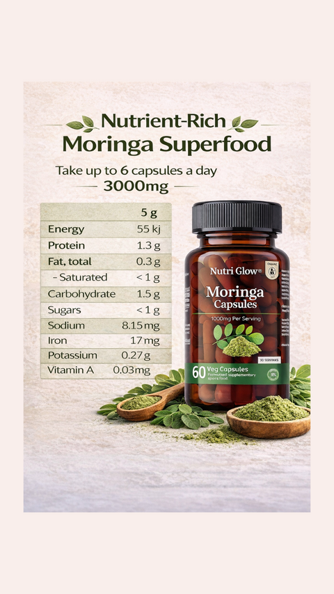Nutri Glow Organic Moringa 60 Capsules