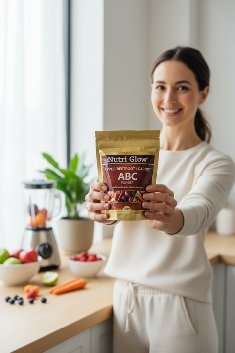 Nutri Glow ABC Powder 250g – Apple Beetroot Carrot | Natural Energy & Nutrition | Mix in Smoothies, Juice & Recipes