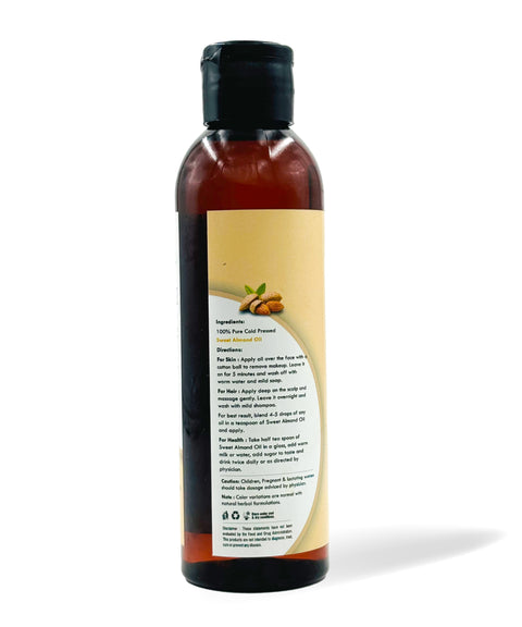 Organic Sweet Almond Oil for Soft Skin and Strong Hair - 200ml